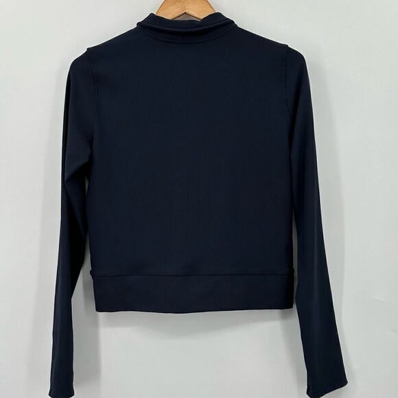 Move Theory Ribbed Crop Pullover 1/4 Zip Activewear Top Navy Blue Womens Large - Picture 2 of 9